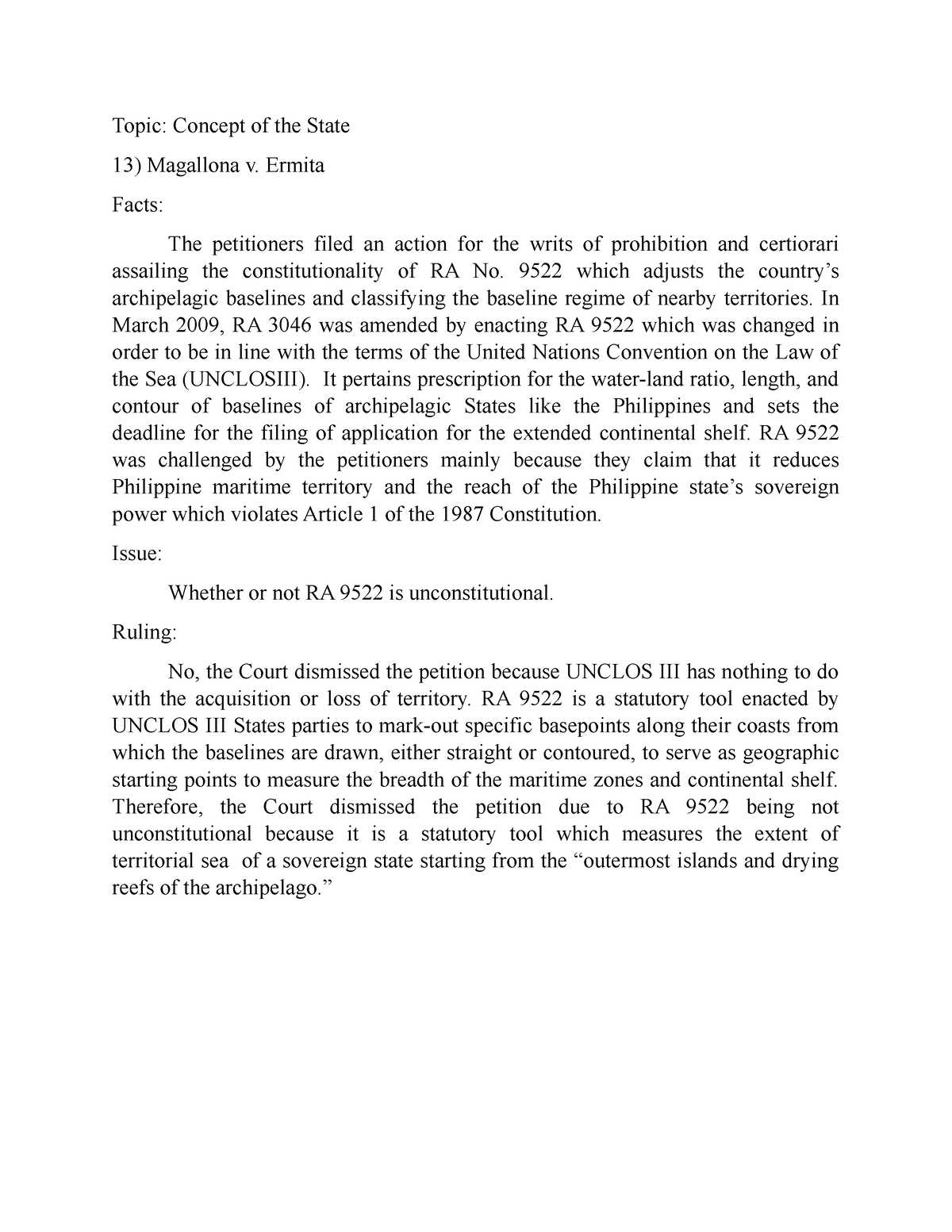 13) Magallona V. Ermita (Case Digested) - Topic: Concept Of The State ...