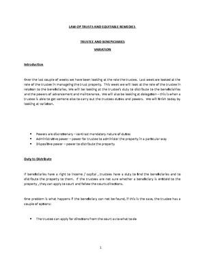 Introduction to Equity - LAW OF TRUSTS AND EQUITABLE REMEDIES ...