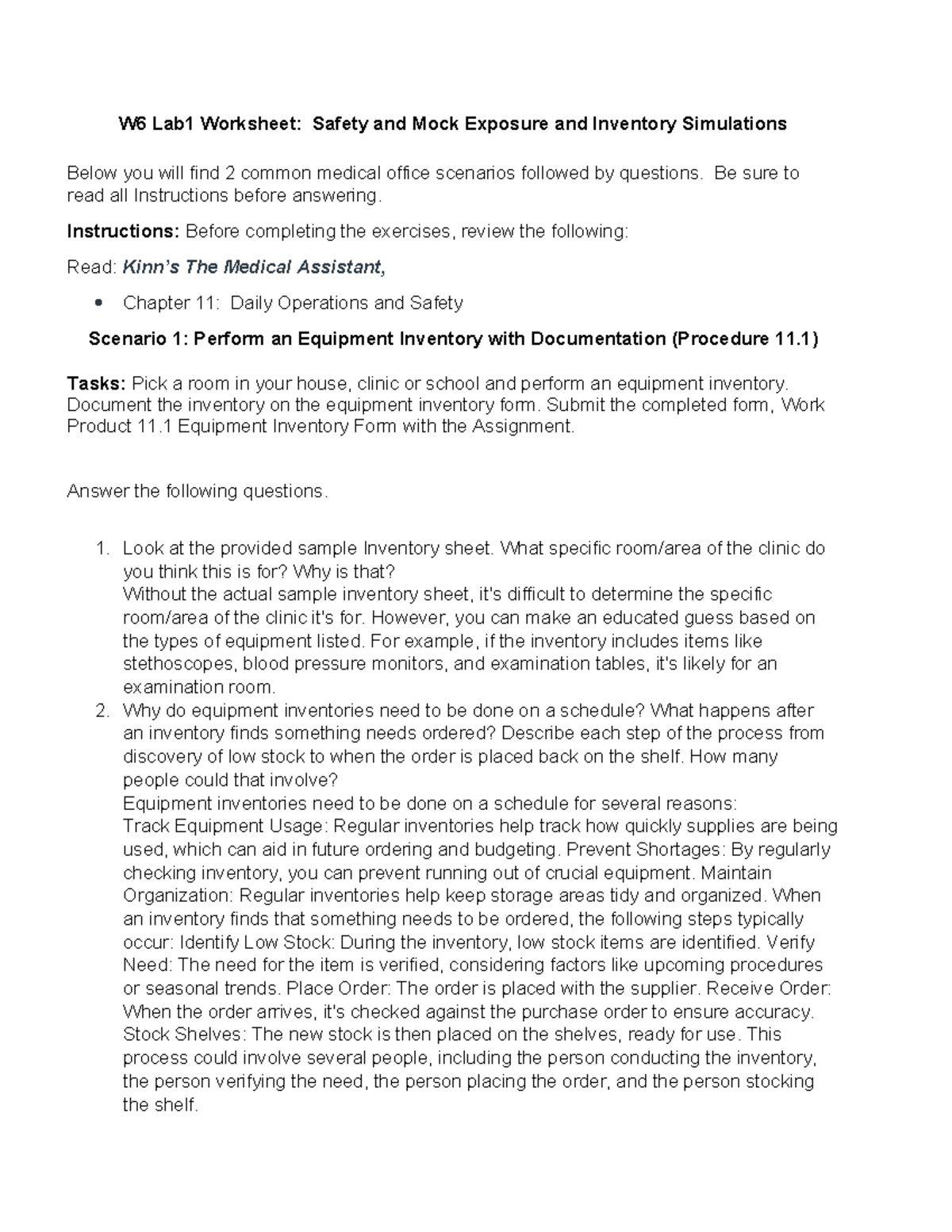 Larissa Creed Week 6 Lab - W6 Lab1 Worksheet: Safety and Mock Exposure ...