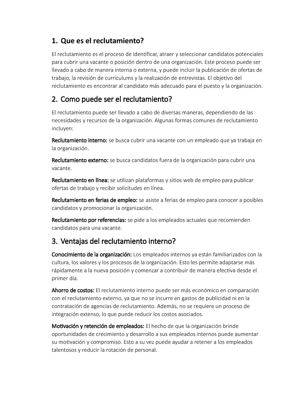 Que Es El Reclutamiento - 1. Que Es El Reclutamiento? El Reclutamiento ...