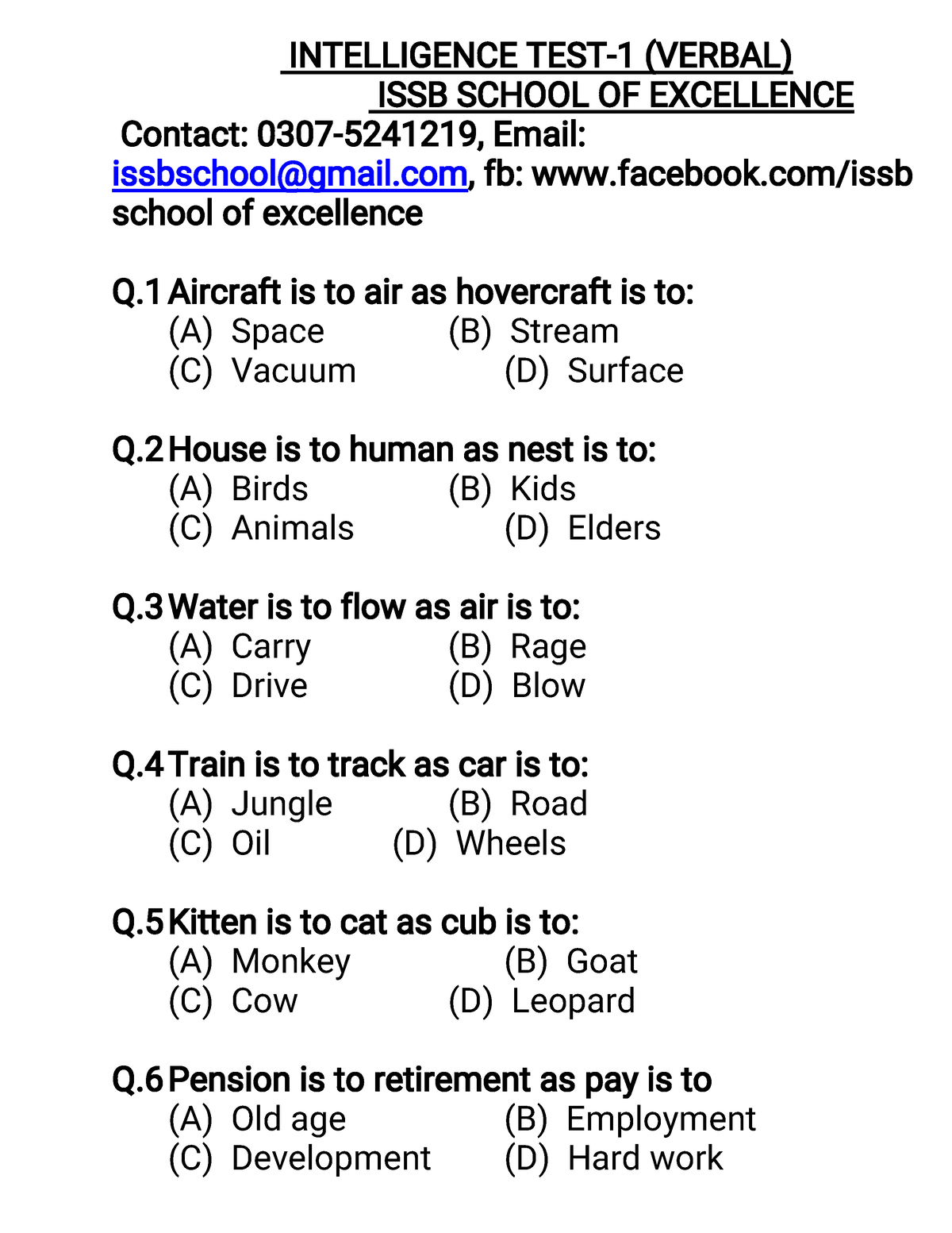 40 Verbal Mcqs With Answer 1 INTELLIGENCE TEST 1 VERBAL ISSB   Thumb 1200 1553 