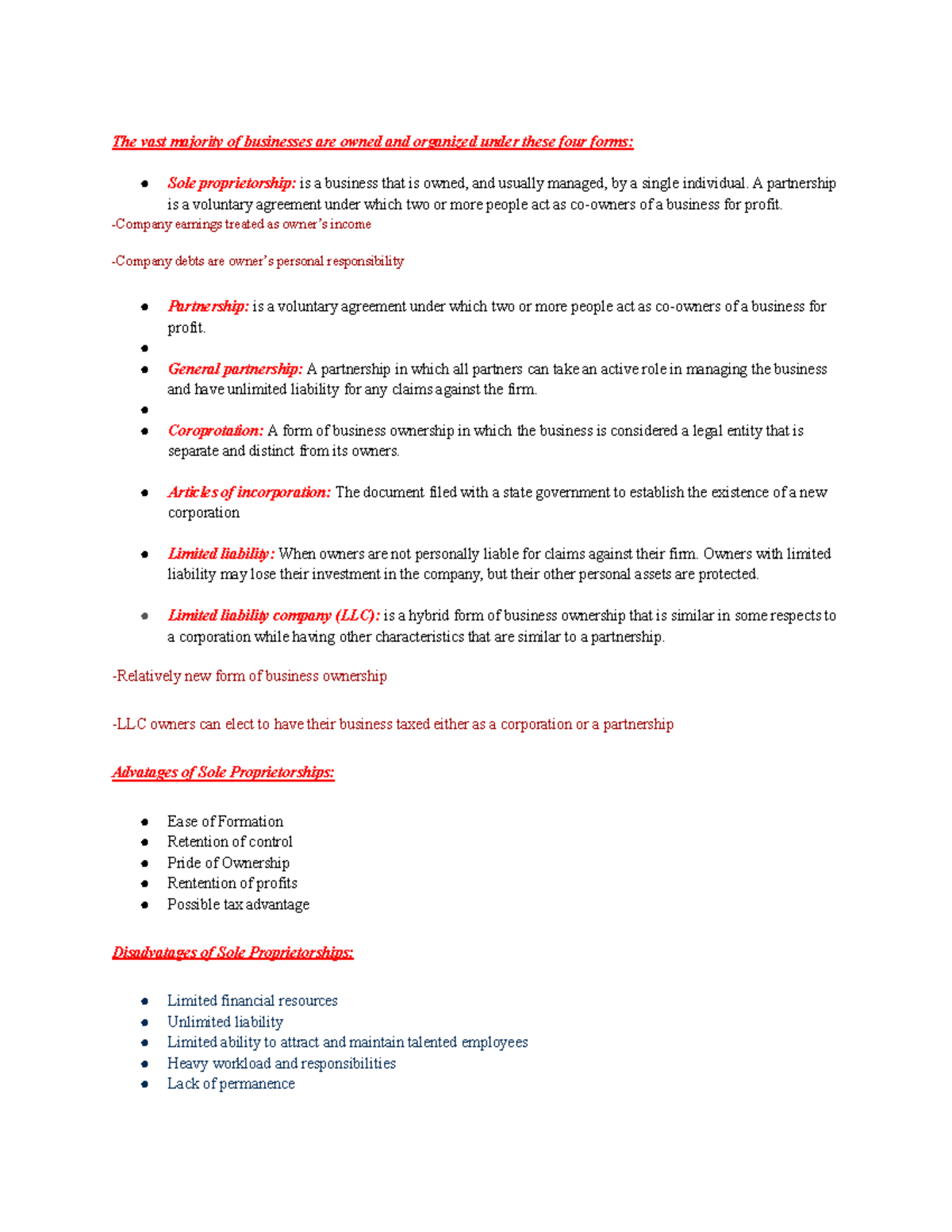Chapter 6 Foundation of Business - The vast majority of businesses are ...