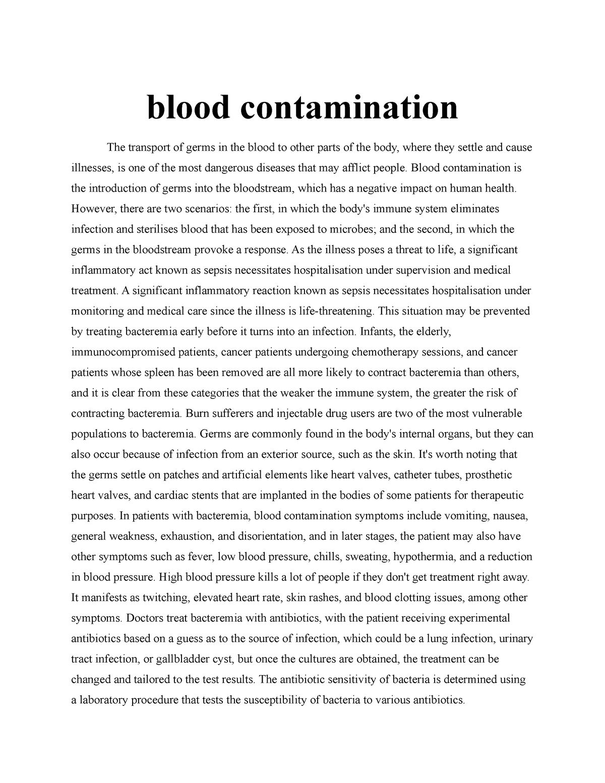 essay on blood cells