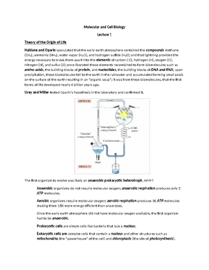 Ch01 - Lecture Notes - CHAPTER 1 INTRODUCTION TO THE STUDY OF CELL AND ...