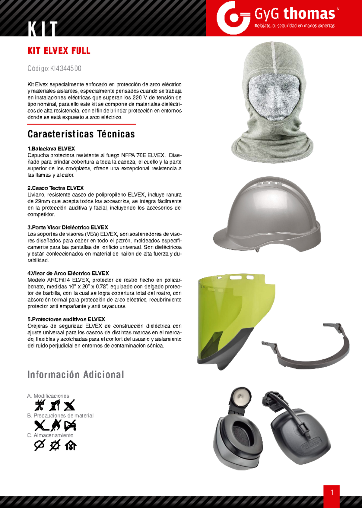 KIT Proteccion Facial ARCO Electrico Elvex FULL (2787) - 1 K I T KIT ...