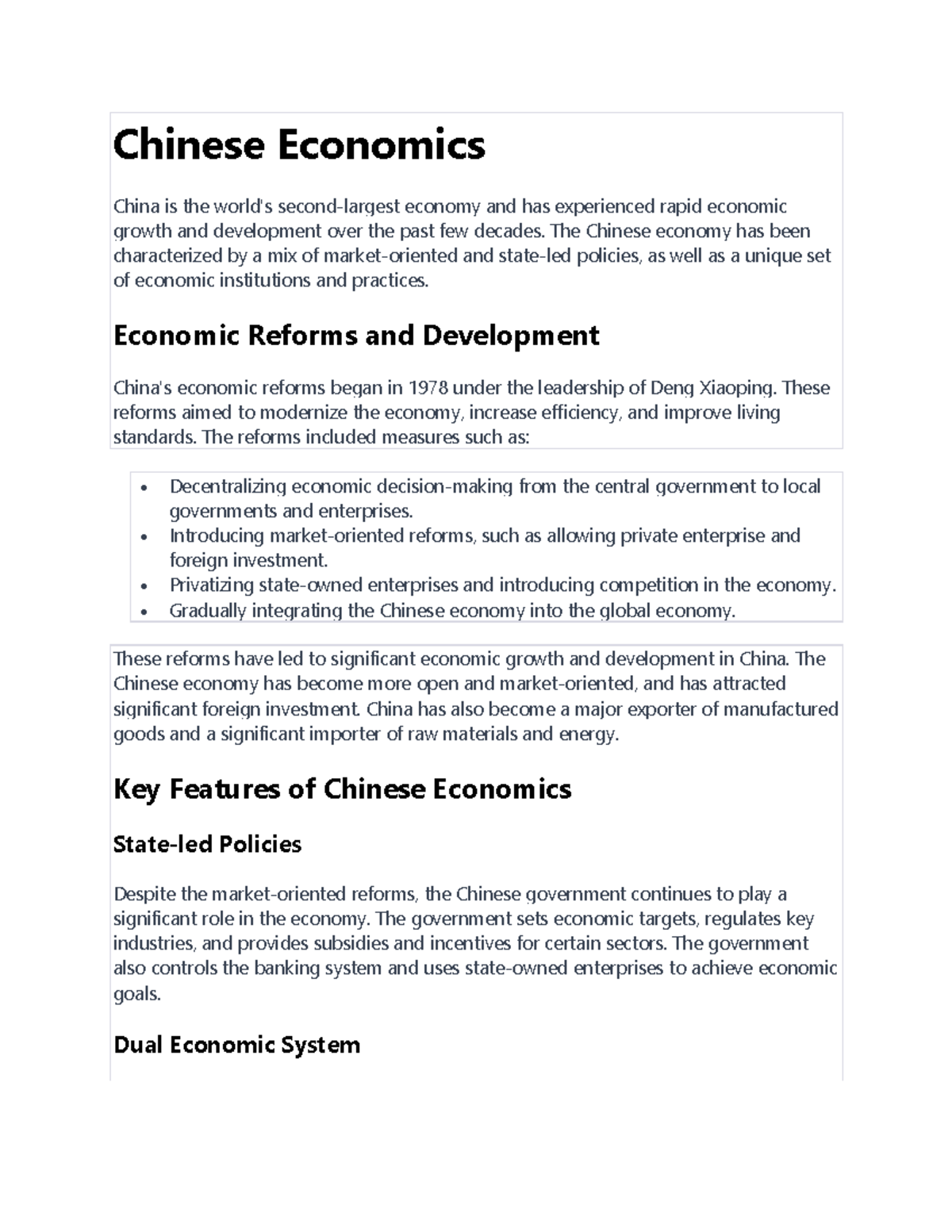 chinese economy essay