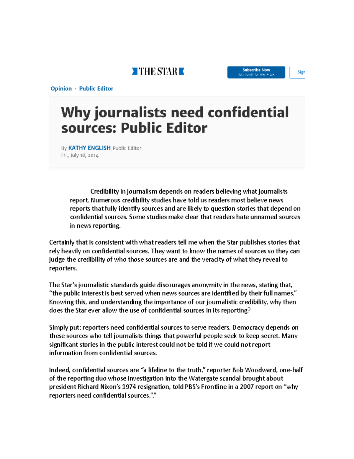 Why journalists need confidential sources- Credibility in journalism ...