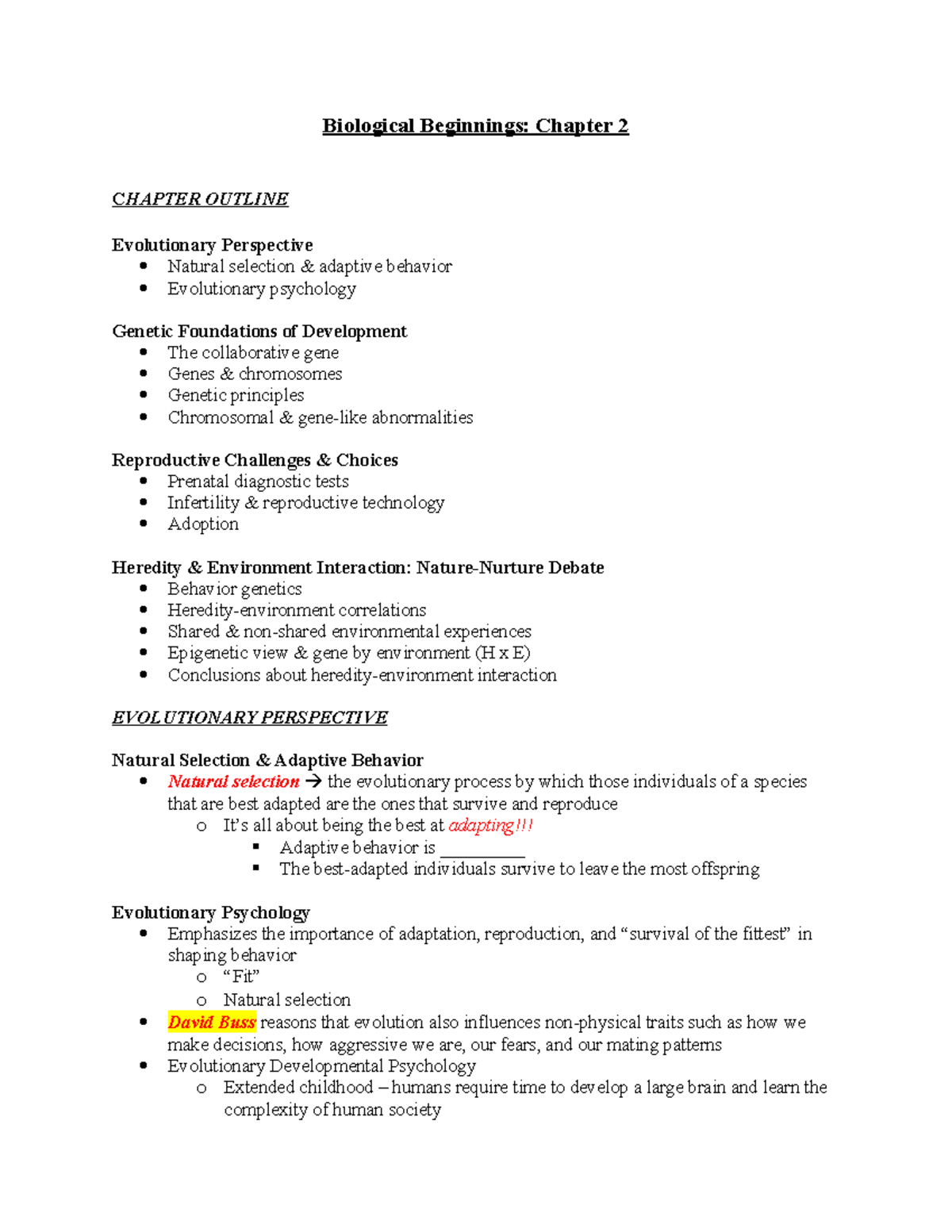 Child psych chpt 2 - Lecture notes 2 - Biological Beginnings: Chapter 2 ...