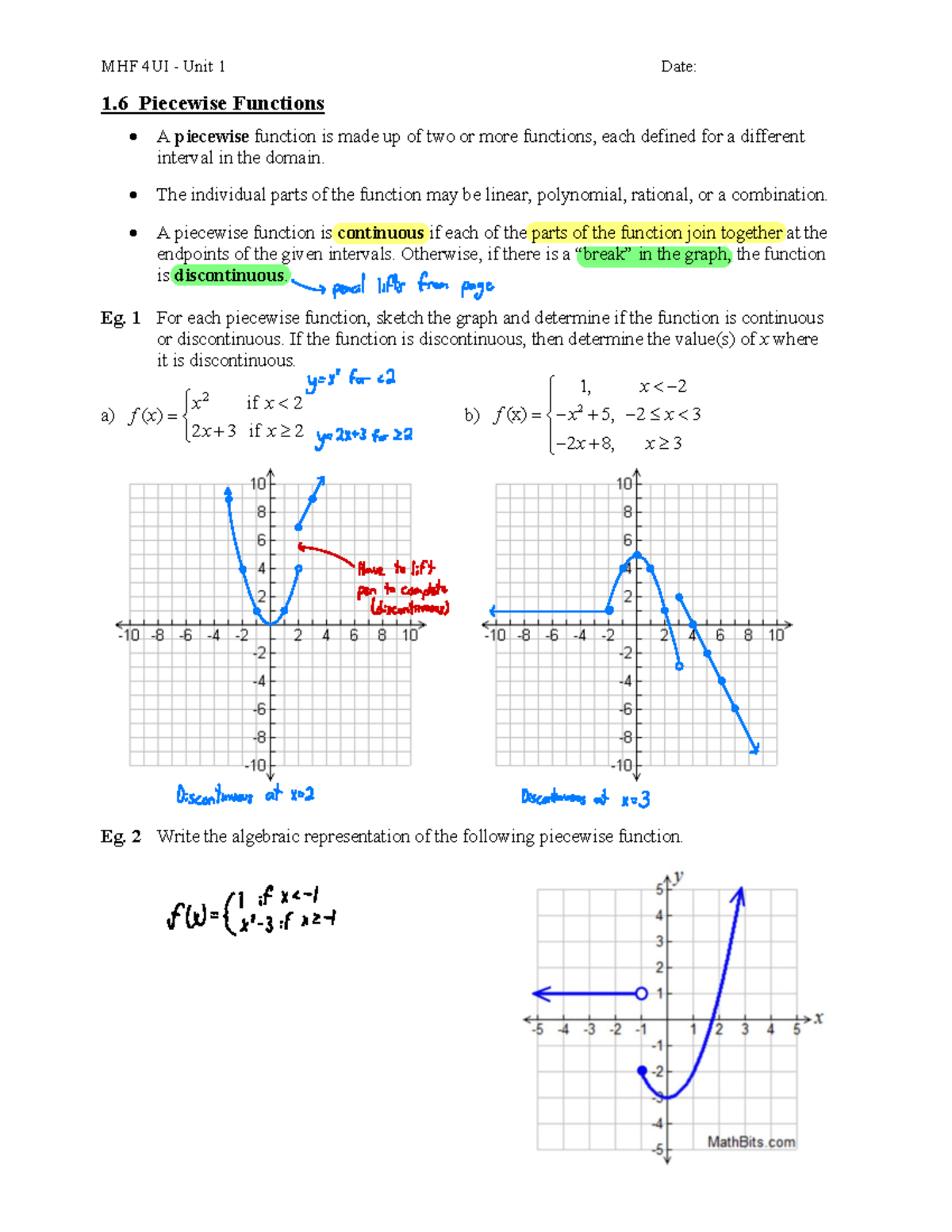 unit 3 homework 1 piecewise functions