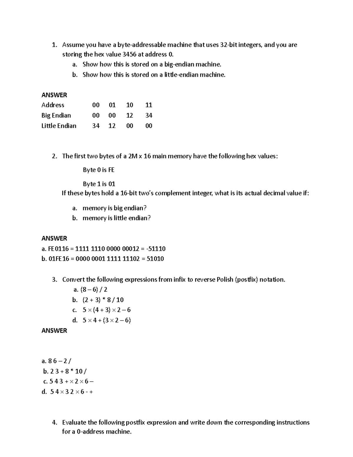 CA Week 7 tutorial - Assume you have a byte-addressable machine that ...