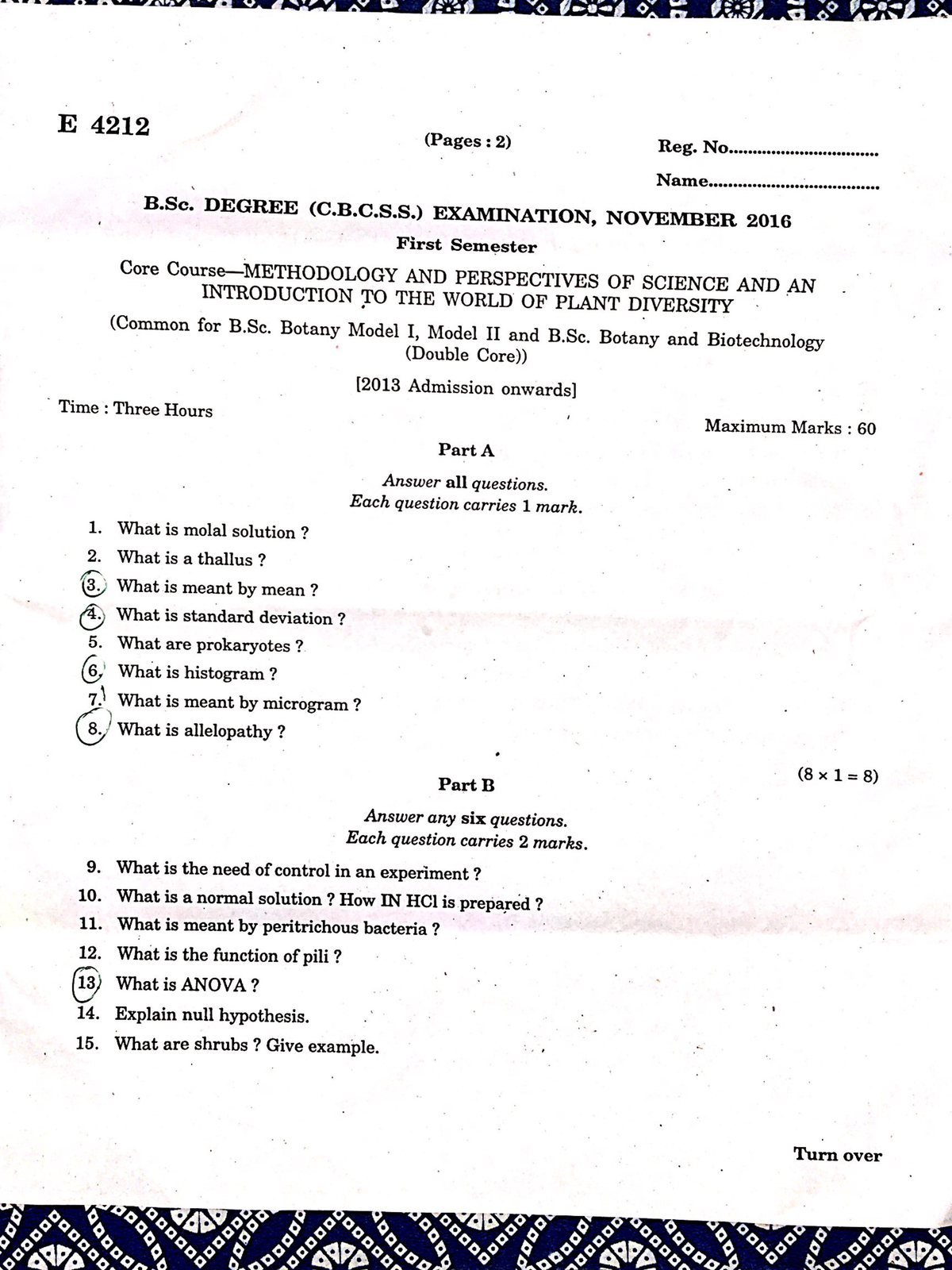 Bsc Botany main qtn paper 2016 (MGU) botany Studocu