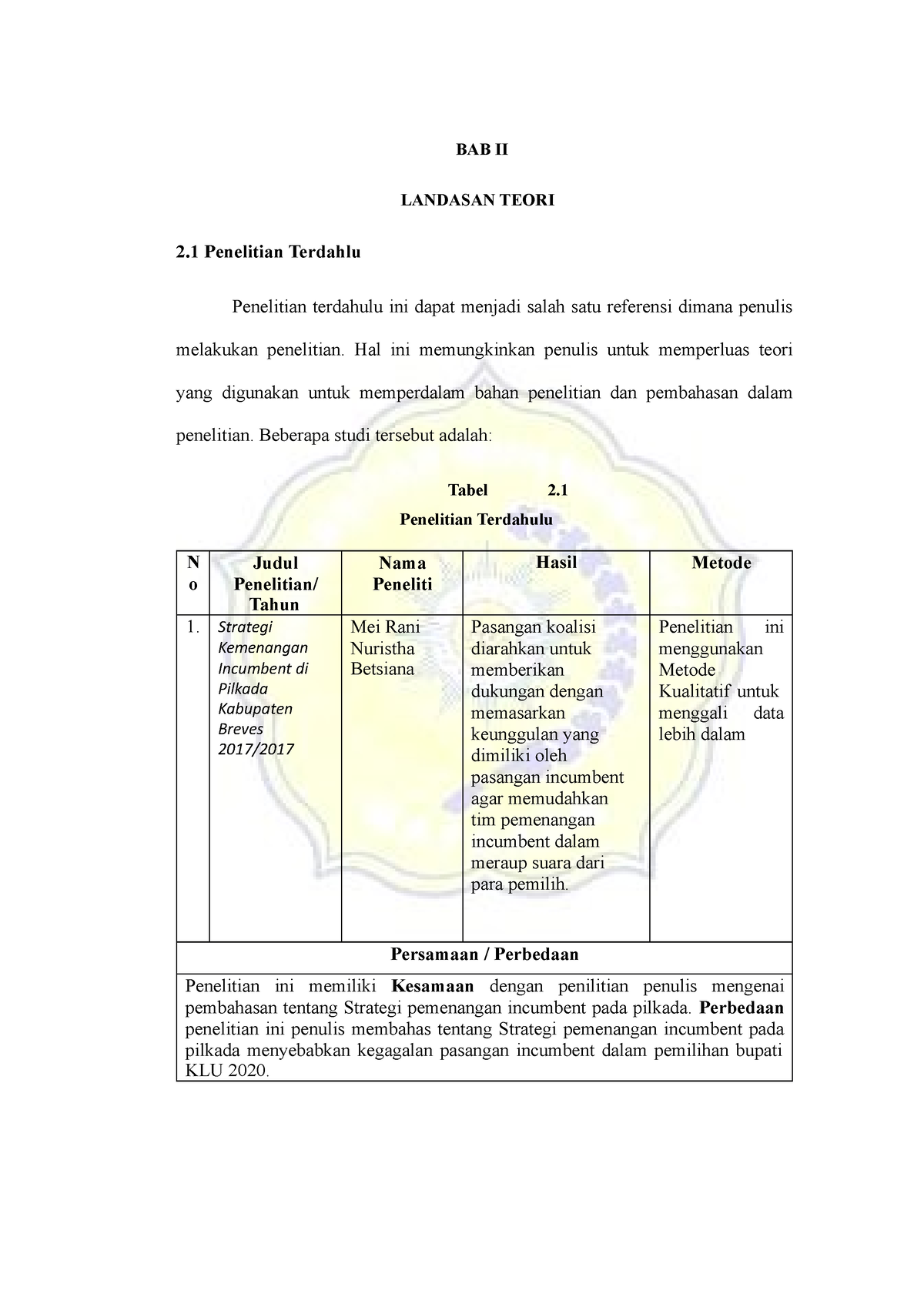 BAB II Landasan Teori - BAB II LANDASAN TEORI 2 Penelitian Terdahlu ...