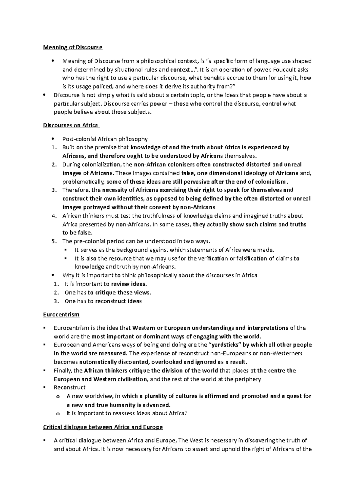 Unit 2 - Discourses on Africa - Meaning of Discourse Meaning of ...