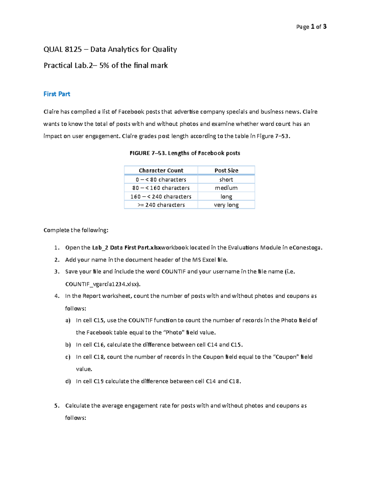 Practical Lab 2 Instructions AND PRACTICE - Page 1 of 3 QUAL 8125 ...