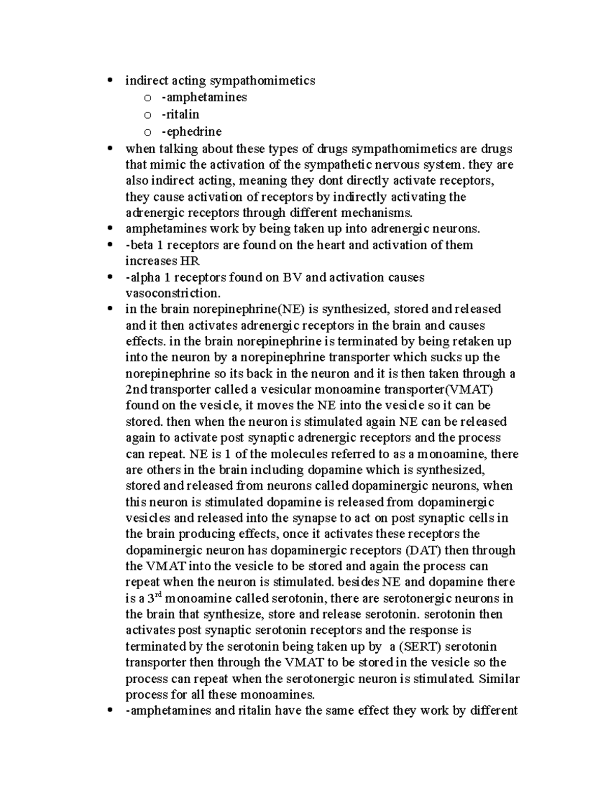 March 8th notes - dan kiel - indirect acting sympathomimetics o ...