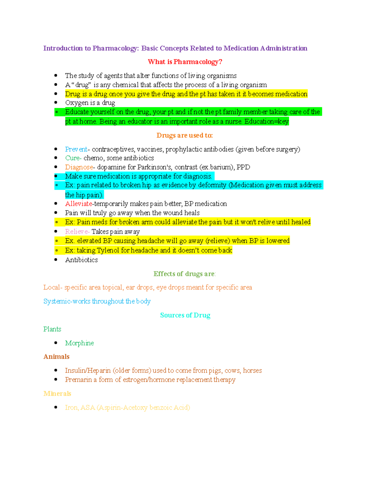 Pharmacology Exam 1 - Notes - NUR 4130 - NSU - Studocu