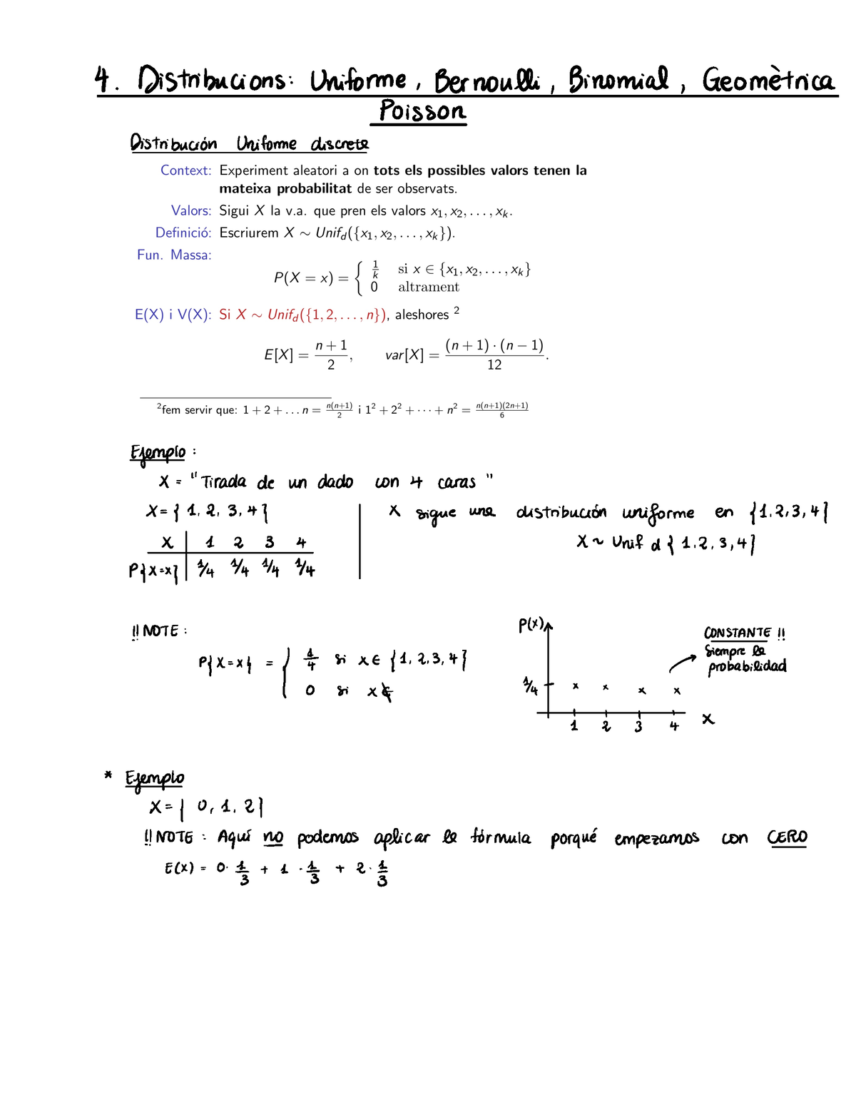 1. Guía 4 Teoria - Distribucions : Uniforme , Bernoulli , Binomial ...