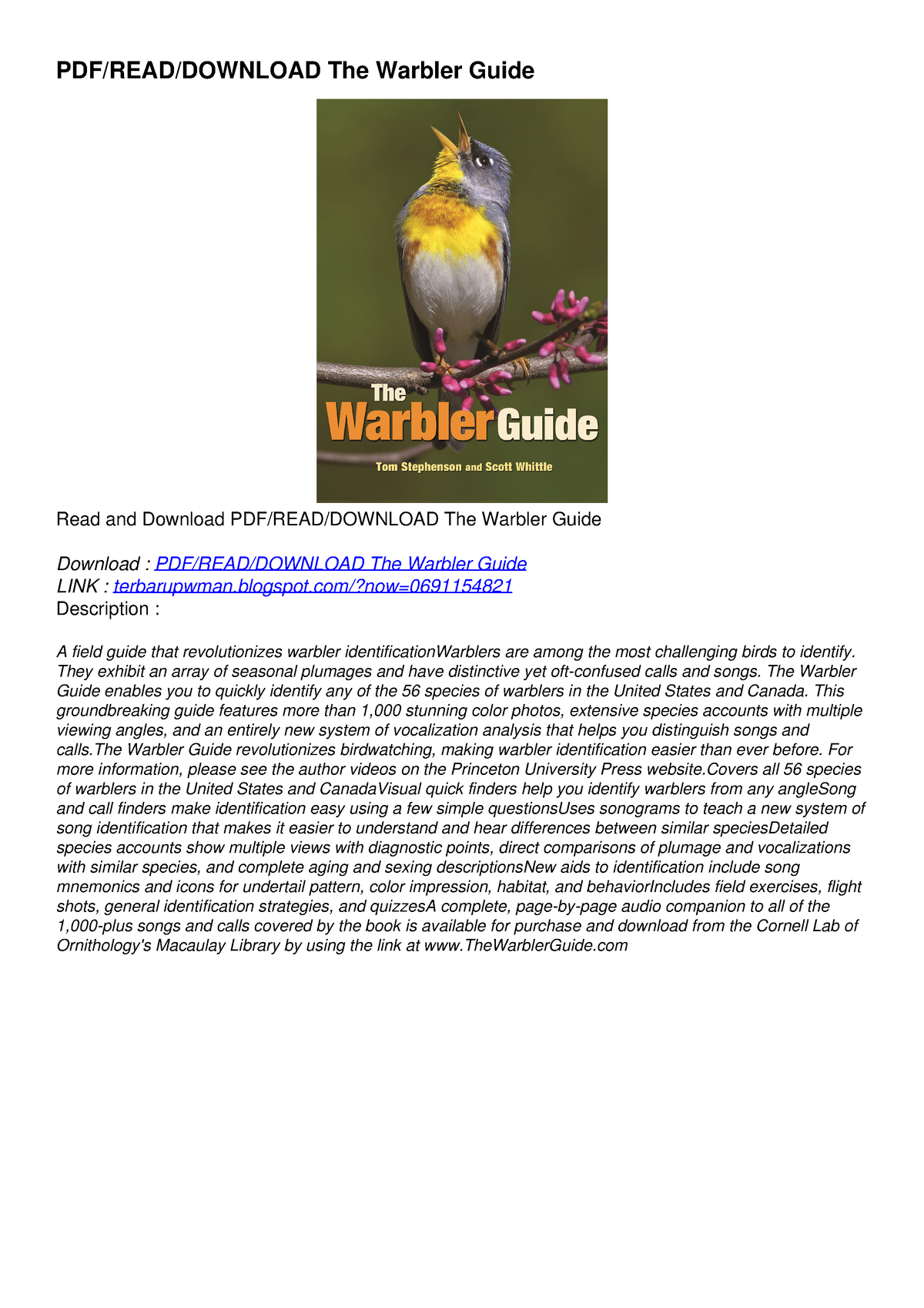 PDF/READ/DOWNLOAD The Warbler Guide - PDF/READ/DOWNLOAD The Warbler ...