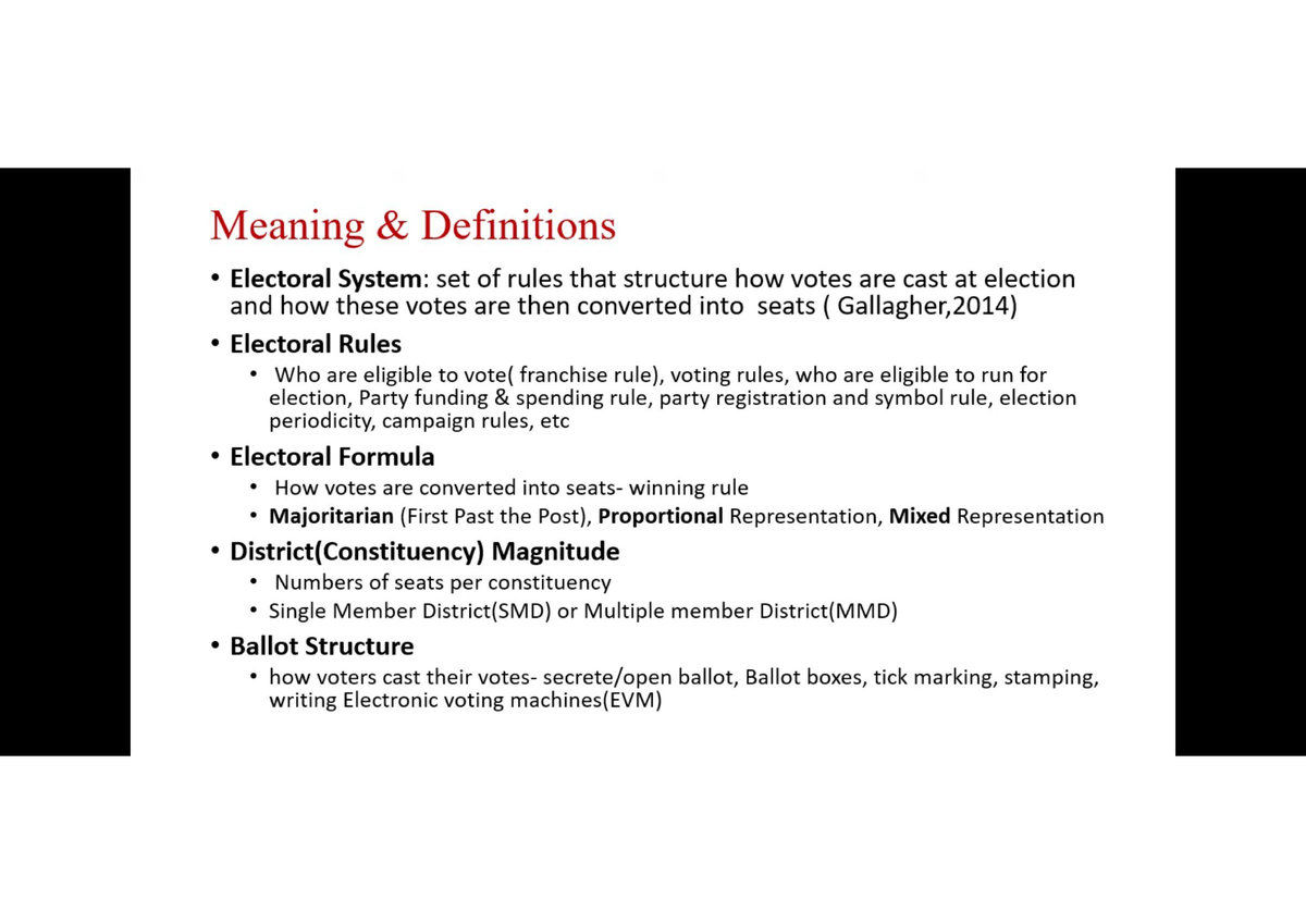 Electoral System - B.A (Hons.) Political Science - Studocu