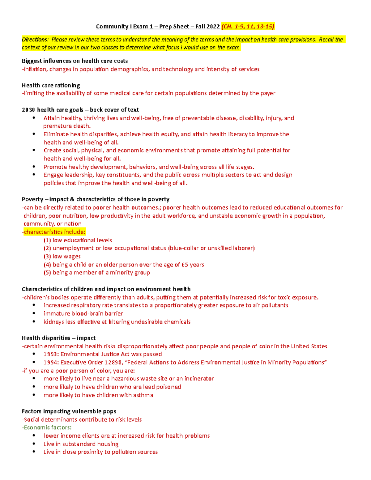 Community Exam 1- Study Guide - Community I Exam 1 – Prep Sheet – Fall ...