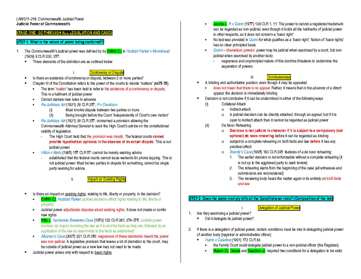 Template - Commonwealth Judicial Power - Judicial Power Of Commonwealth 