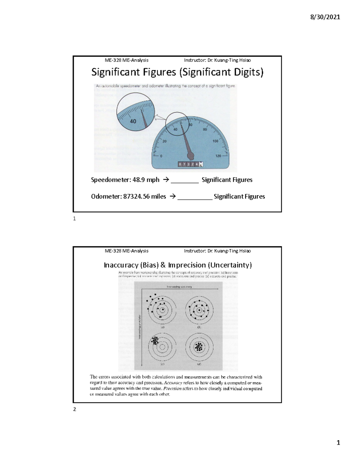 Ch3 errors A B - Significant Figures and Error Notes - ME‐ 328 ME ...