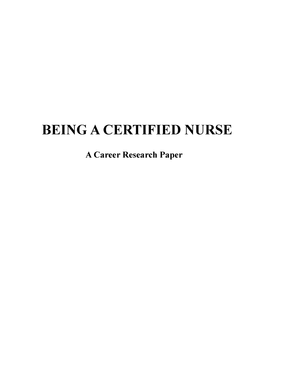 career research paper on nursing