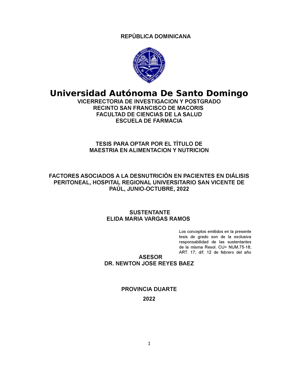 Elida Tesis 130223 - REPÚBLICA DOMINICANA Universidad Autónoma De Santo ...