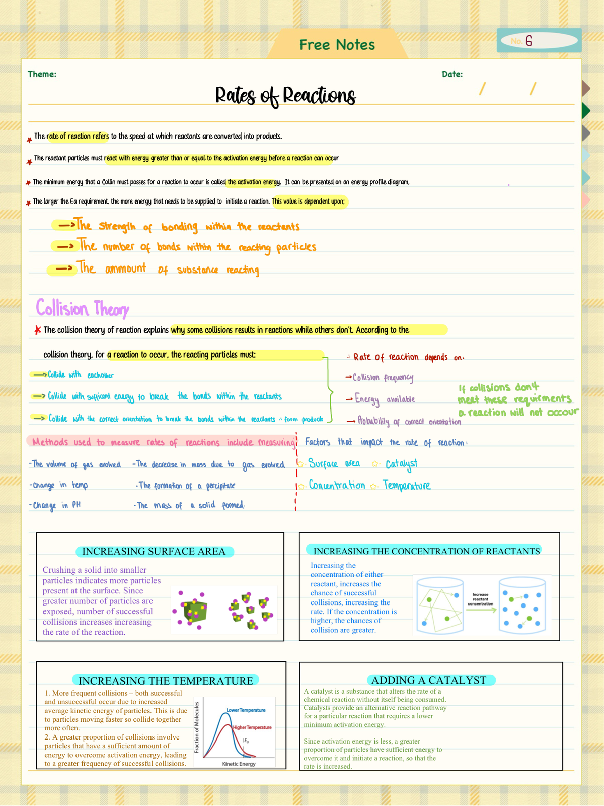 Chemistry notes (school) - Free Notes No. 6 Theme: Date: Rates of ...