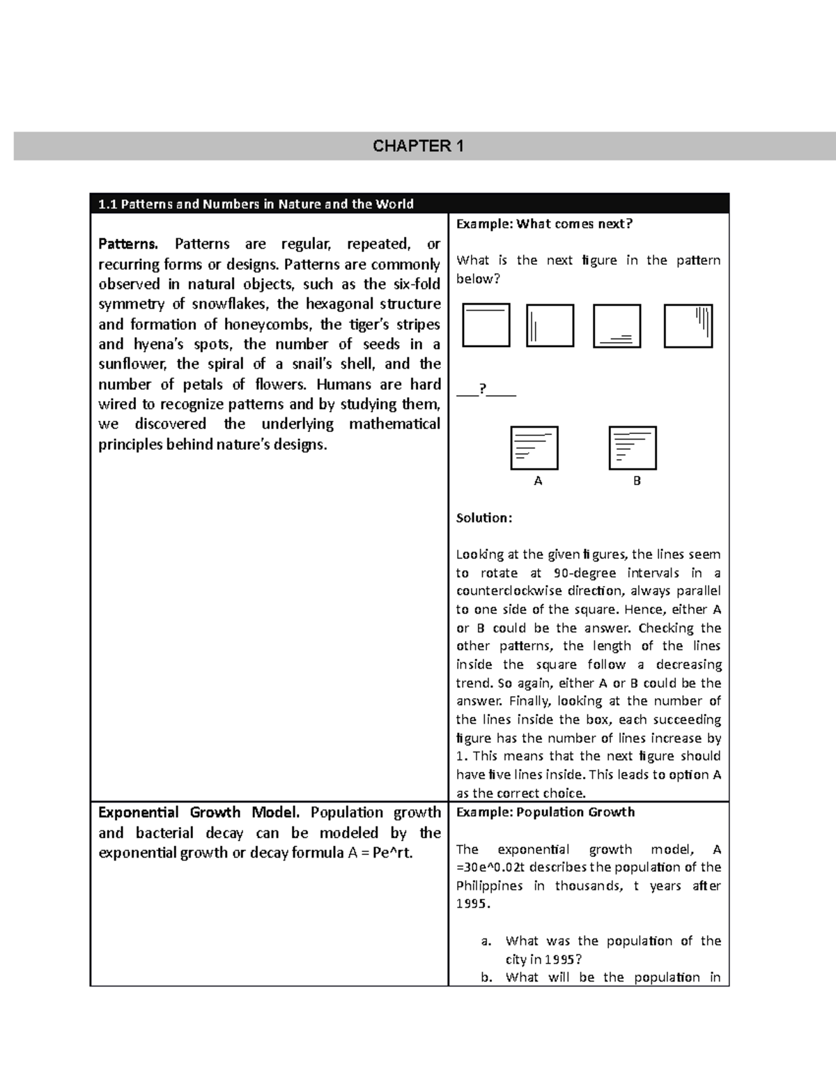 Chapter1 mmw 1 Patterns and Numbers in Nature and the World