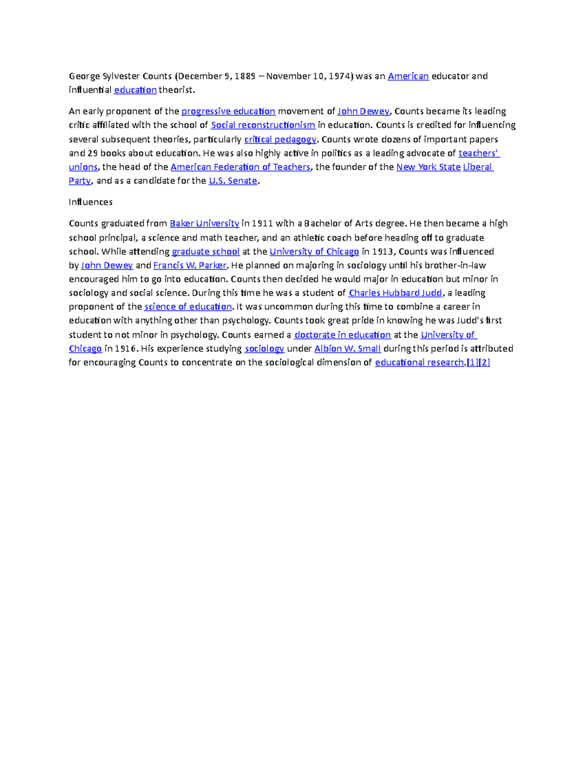 George Sylvester Counts - An early proponent of the progressive ...