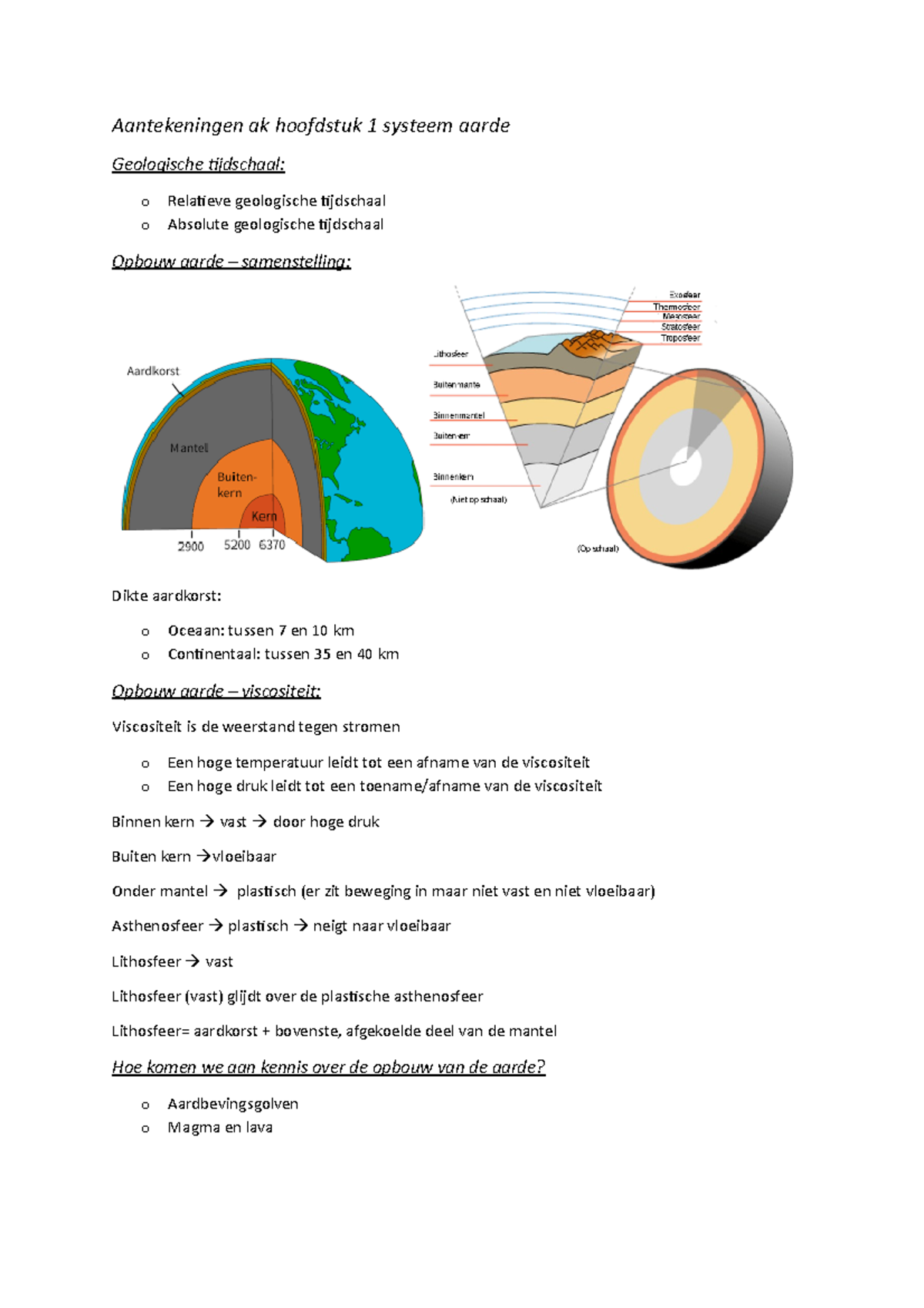 Aantekeningen Ak Hoofdstuk 1 Systeem Aarde - Studeersnel