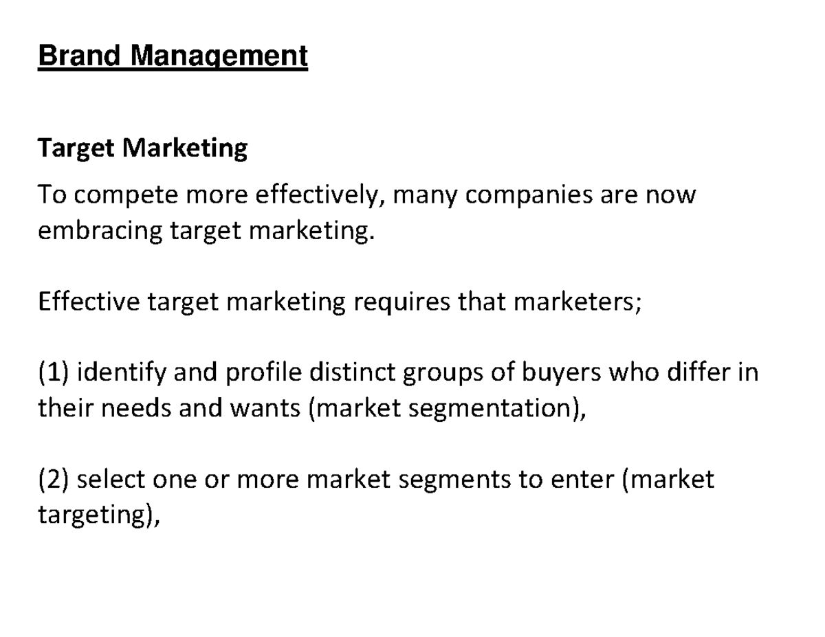 BM-Target Marketing and communication - Brand Management Target ...