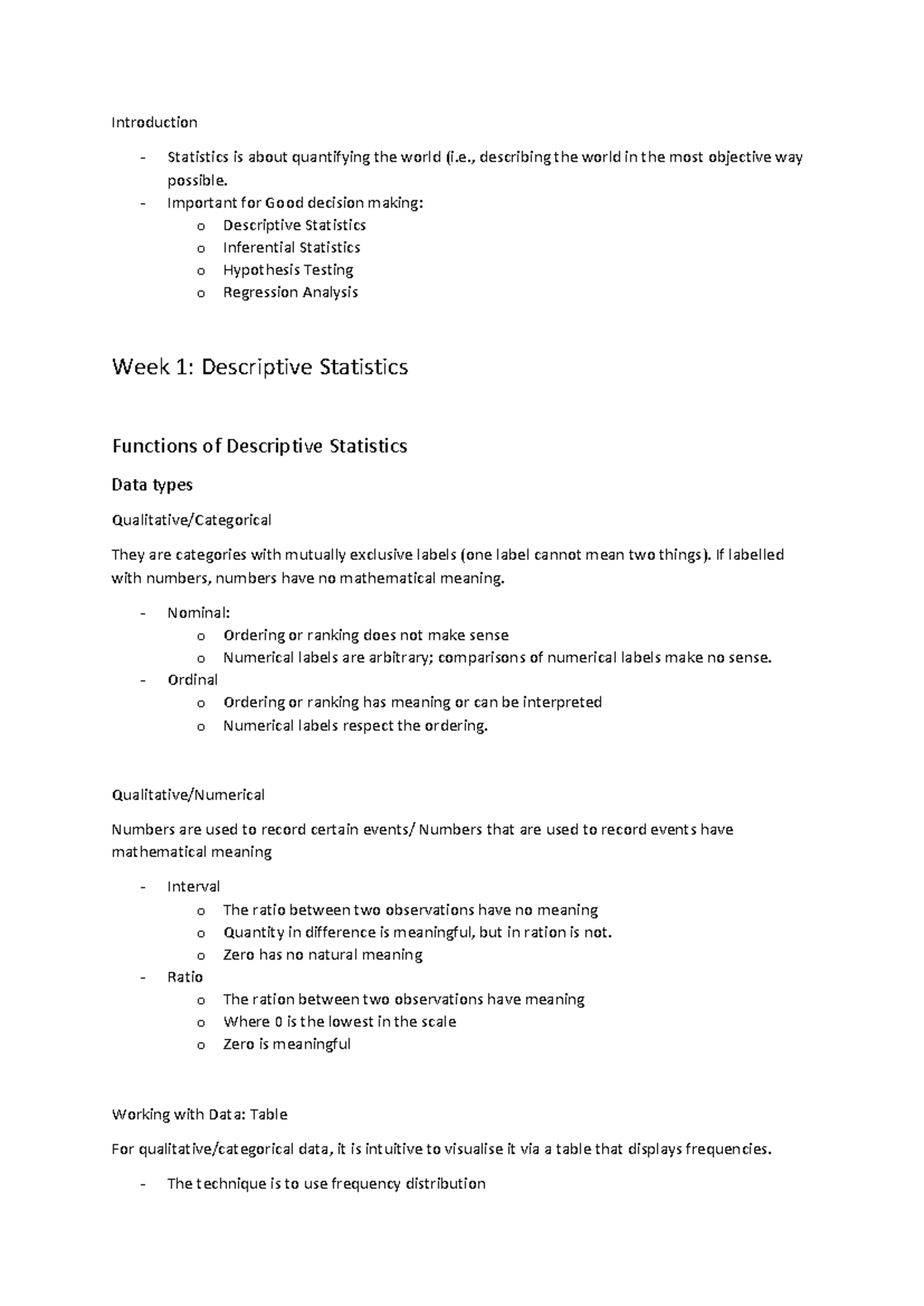 Business Statistics Notes - Introduction Statistics is about ...