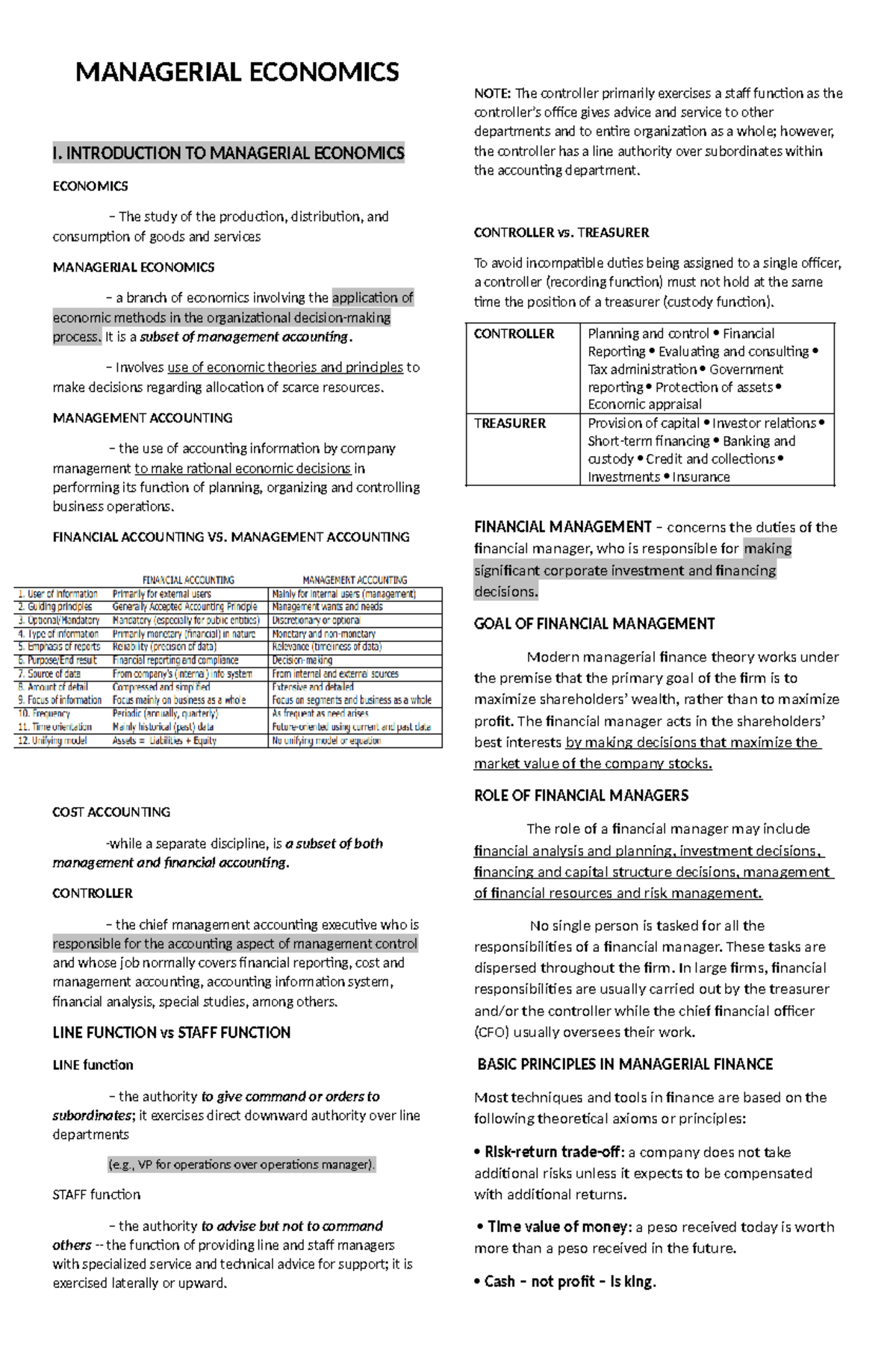 Managerial Economic 2 - Lecture Notes - MANAGERIAL ECONOMICS I ...