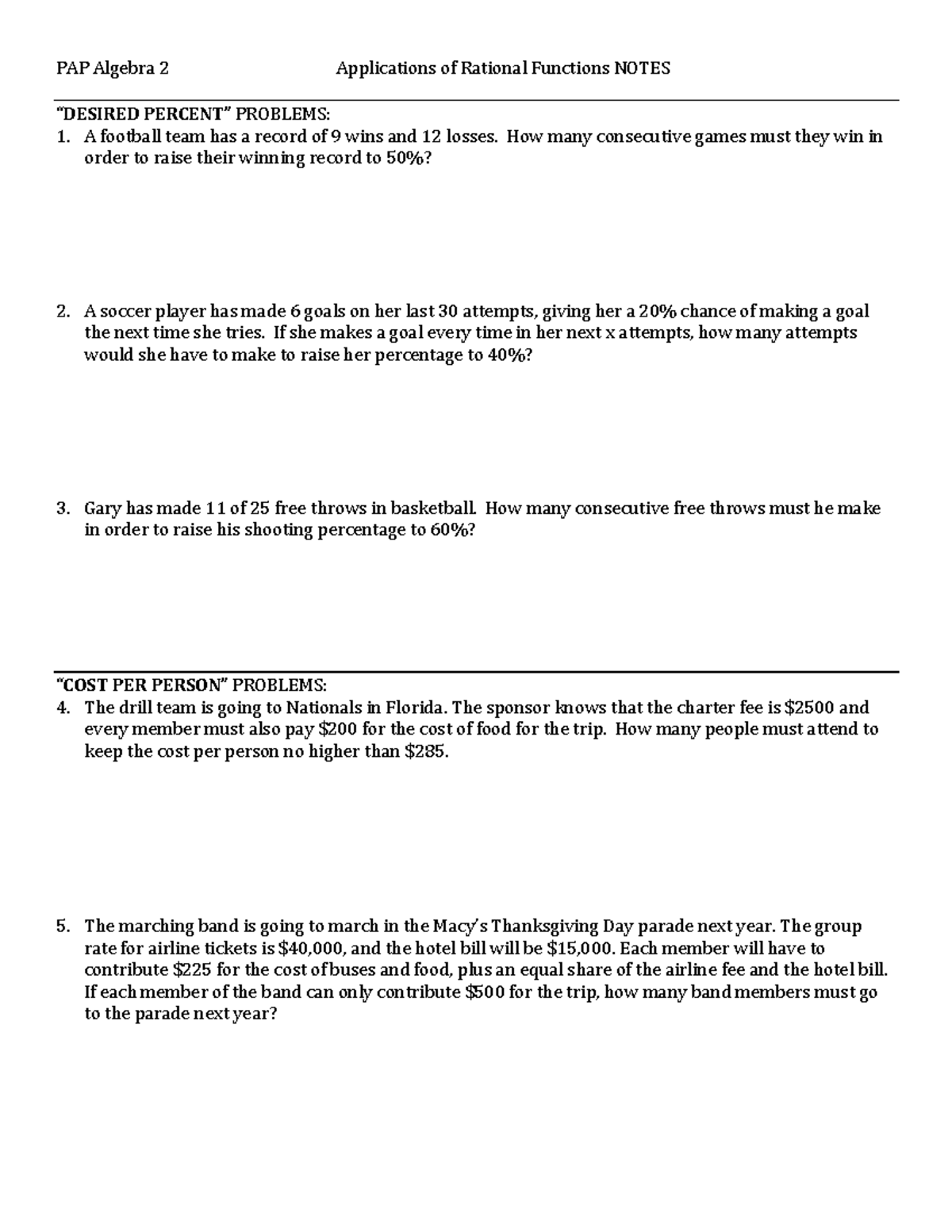 6.4-L Rational Applications [ALL] Notes - PAP Algebra 2 Applications of ...