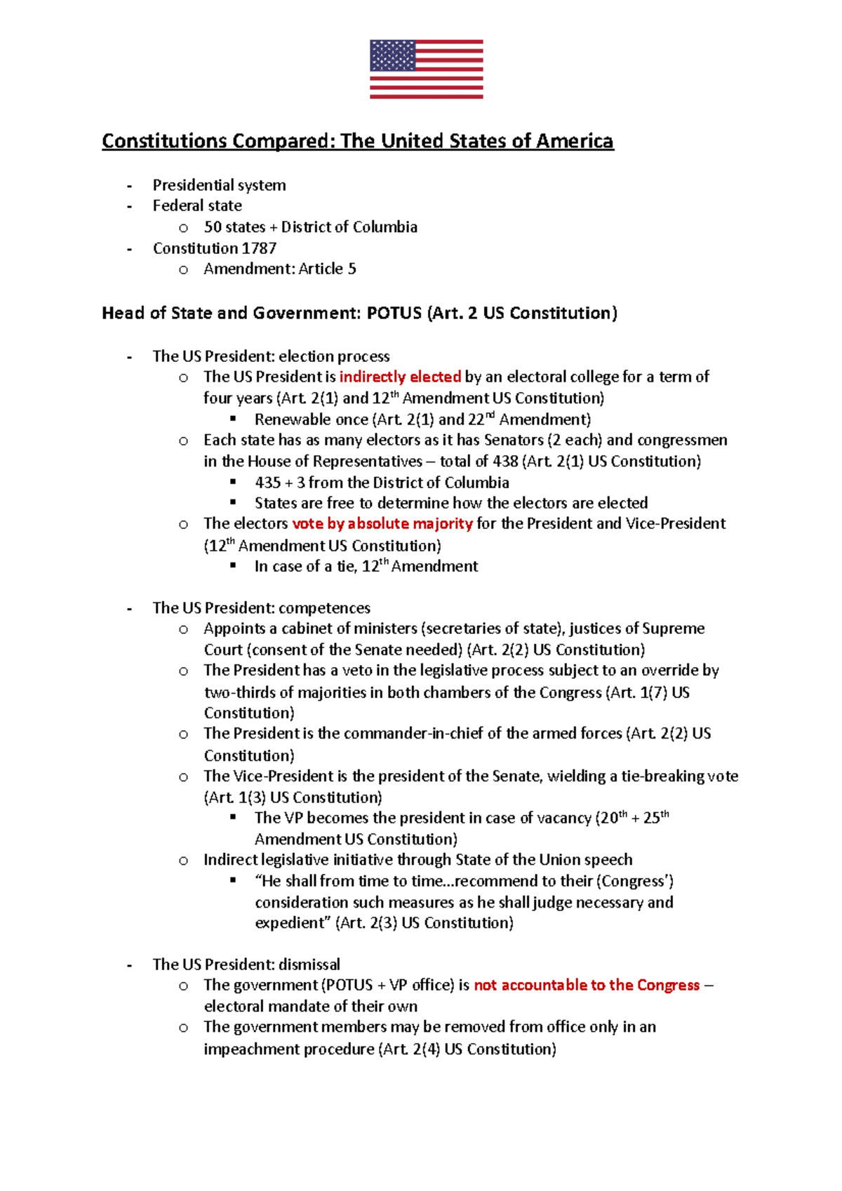 Constitutions Compared - The United States - 2 US Constitution) - The ...