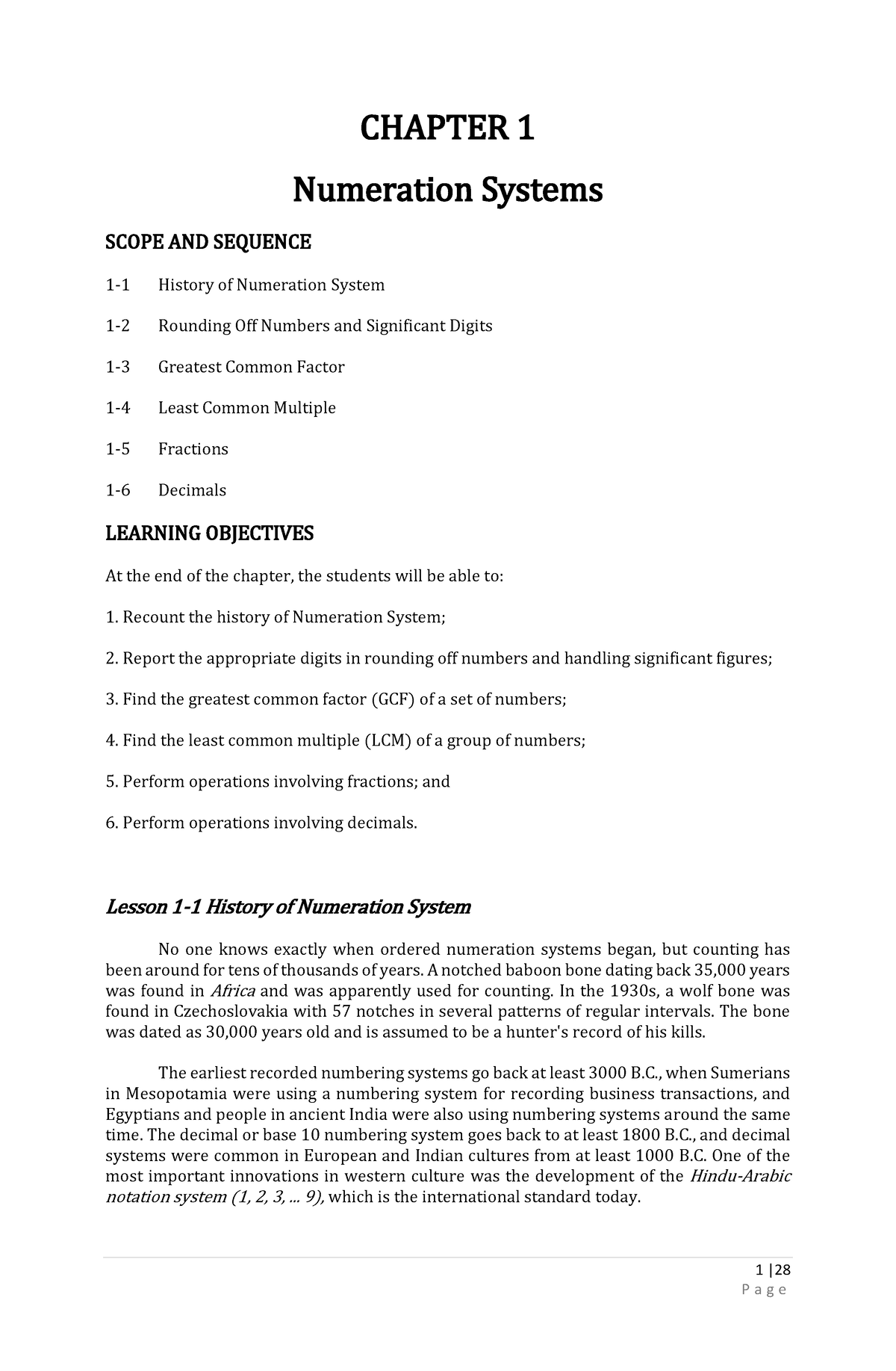 Numeration Systems Module - 1 | CHAPTER 1 Numeration Systems SCOPE AND ...