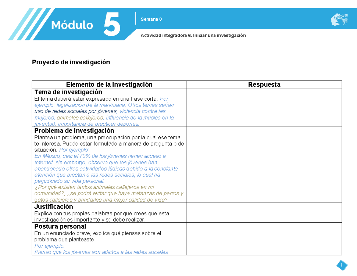 Actividad Integradora 6 Modulo 5 Iniciar Una Investigación
