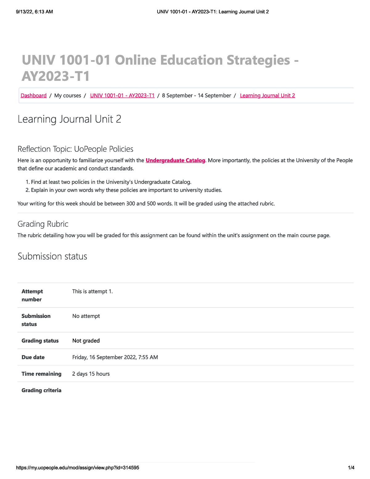 Discussion Assignment Unit 2 - UNIV1001 - UoPeople - Studocu