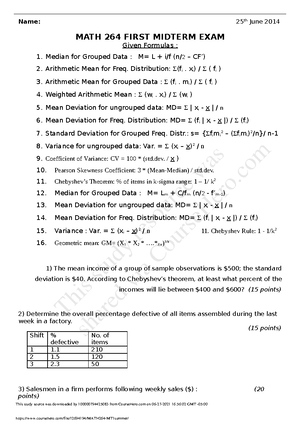 Math264 Course Outline Summer 2021 Remote Education - Statistics for ...