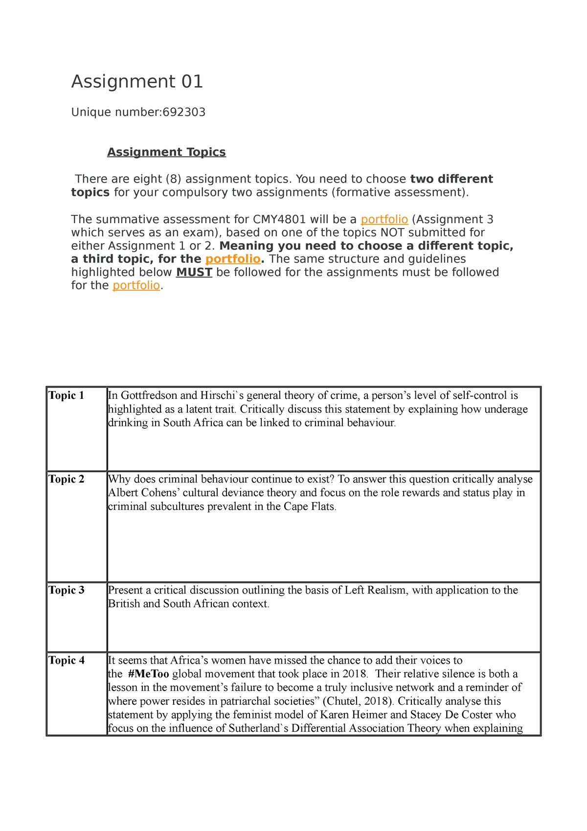 CMY 4801 Assignment One Two And 3 Assignment 01 Unique Number   Thumb 1200 1698 