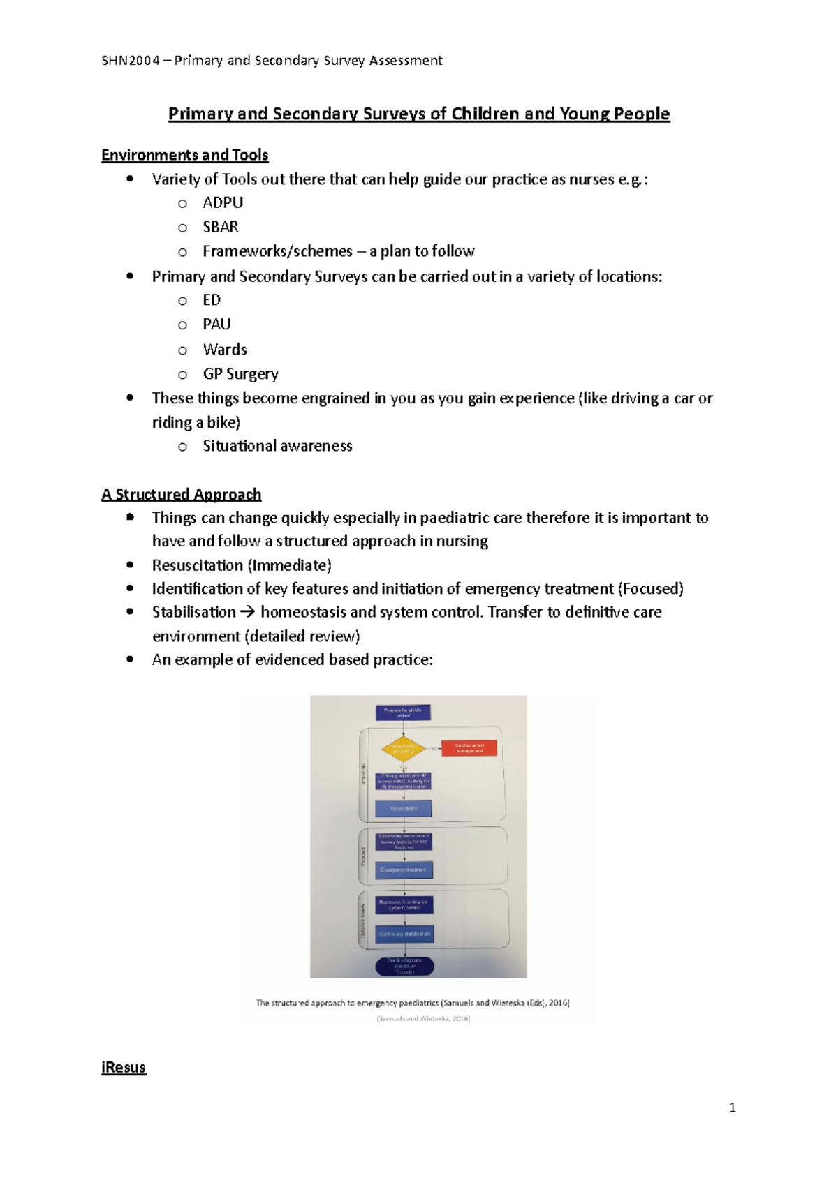 Primary and Secondary Surveys - : o ADPU o SBAR o Frameworks/schemes ...
