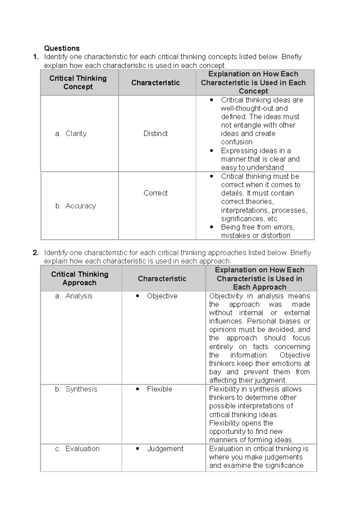 critical thinking and logic objective assessment