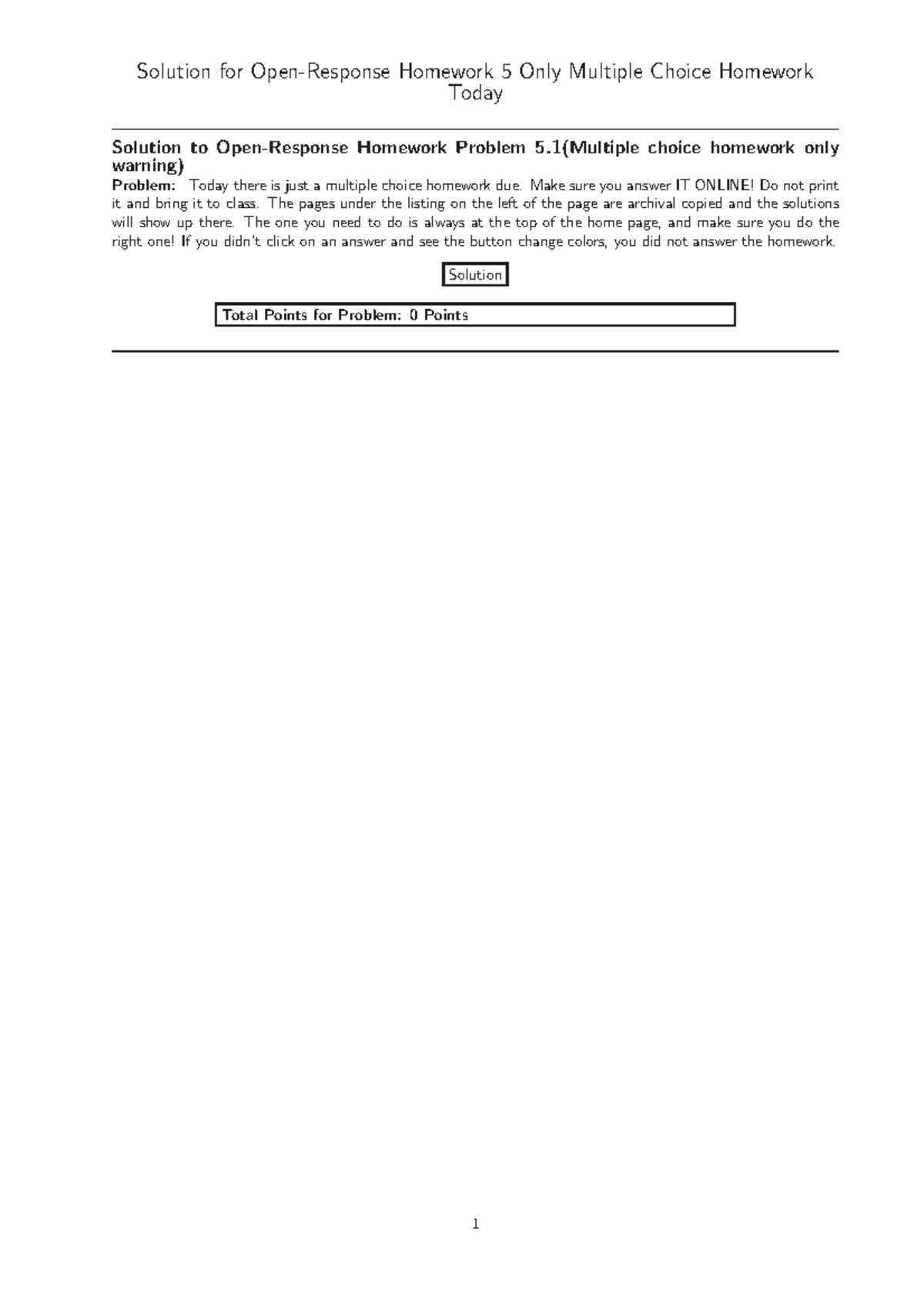 Homework-5-sln - Open Response HW 5 - Solution for Homework 5 Only ...