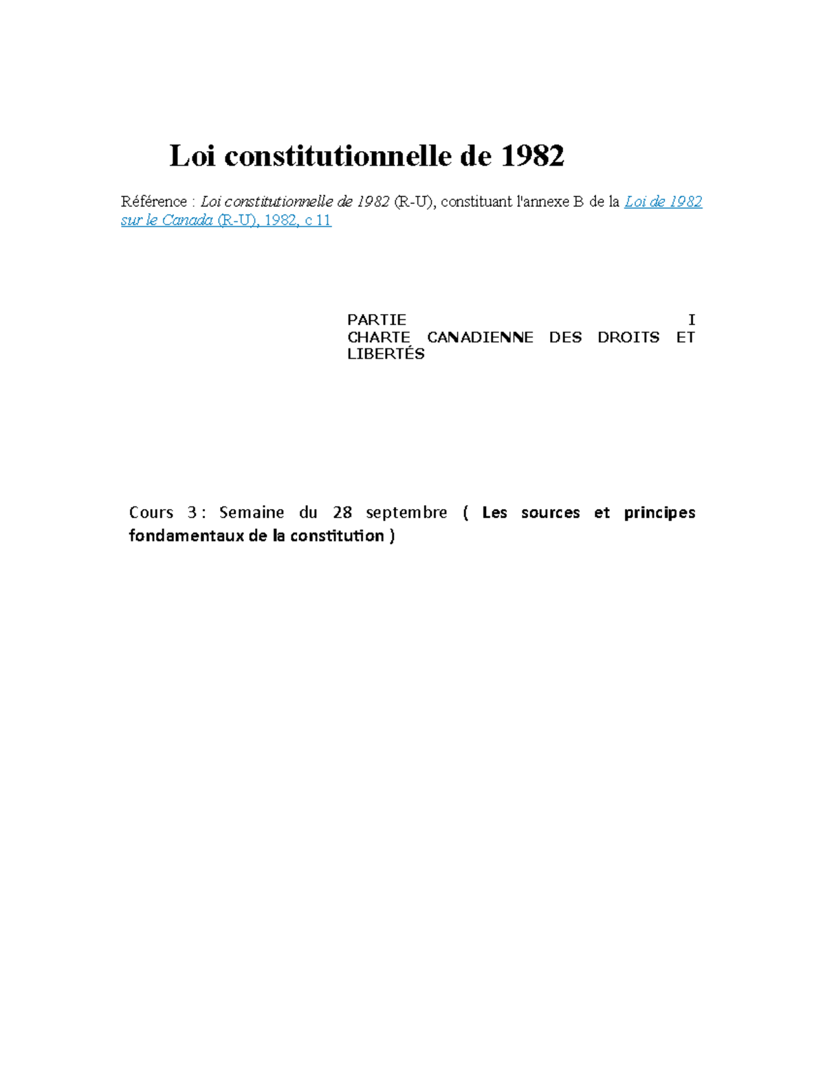 Loi Constitutionnelle de 1982 - Loi constitutionnelle de 1982 Référence ...