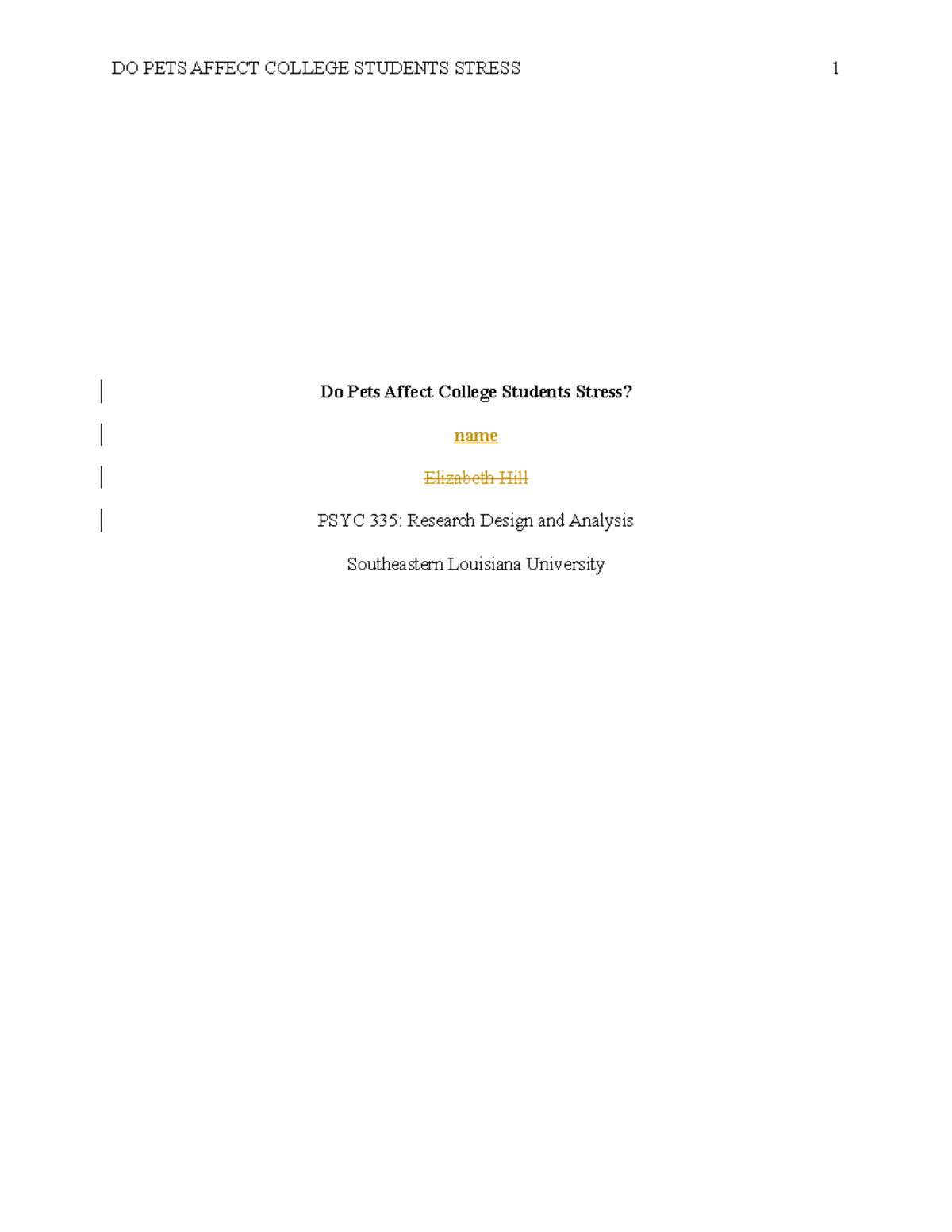 Research Paper Drafts Method SBL - Do Pets Affect College Students ...