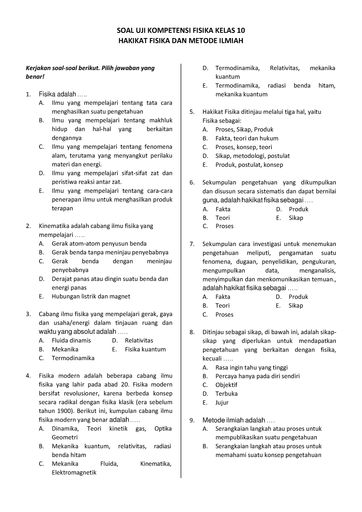 Soal-hakikat-fisika-dan-metode-ilmiah Compress - SOAL UJI KOMPETENSI ...