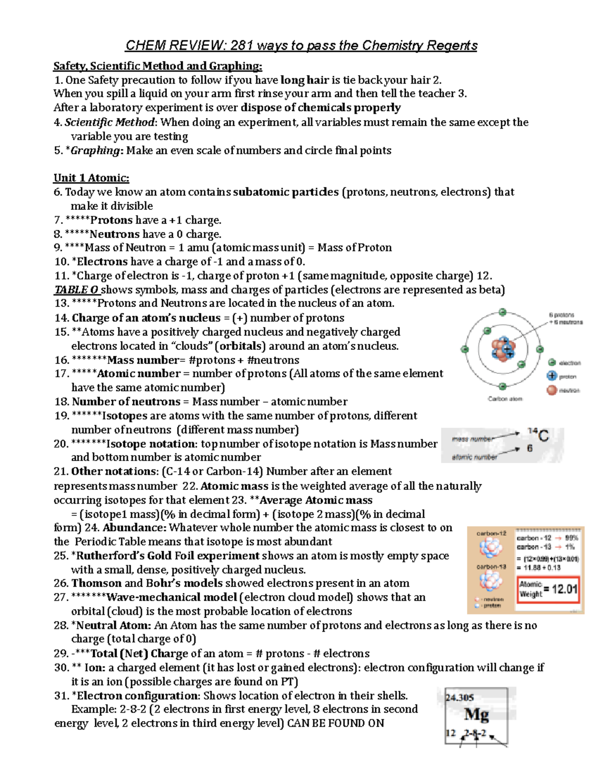 281 ways to pass the chem regents CHEM REVIEW 281 ways to pass the