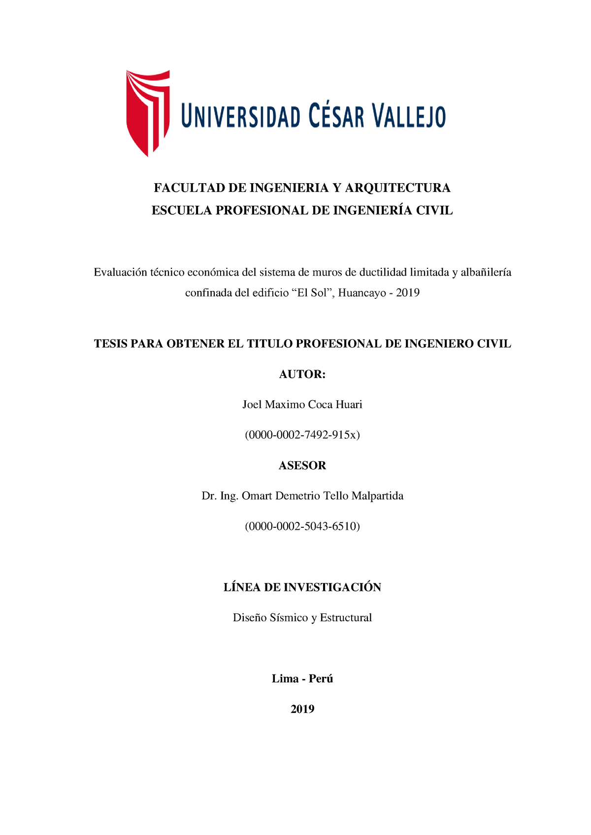 Modelo 01 - Tesis Sobre Edificios De Ductilidad Limitada - I FACULTAD ...